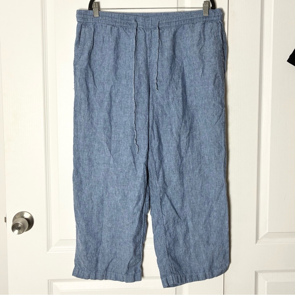 Nwot Charter Club Linen Pants Womens XL Blue